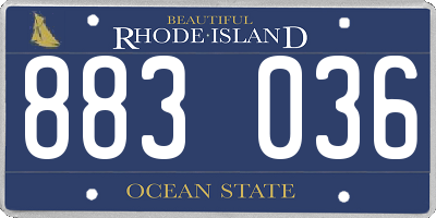 RI license plate 883036