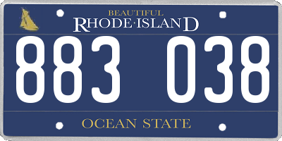RI license plate 883038