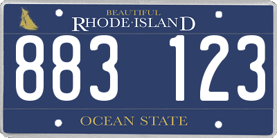 RI license plate 883123