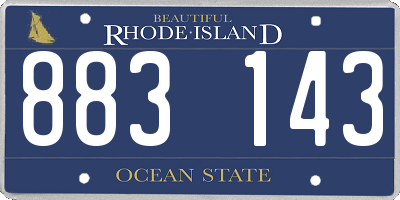 RI license plate 883143