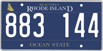 RI license plate 883144