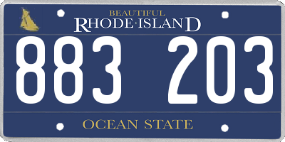 RI license plate 883203