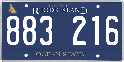 RI license plate 883216