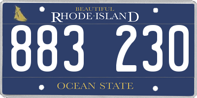 RI license plate 883230