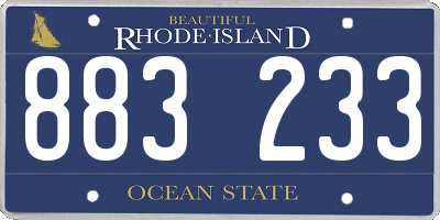 RI license plate 883233