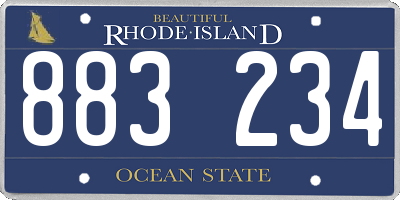 RI license plate 883234
