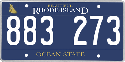 RI license plate 883273
