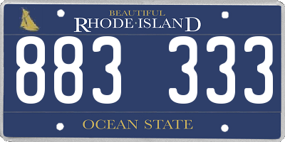RI license plate 883333