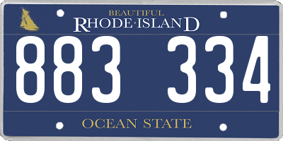 RI license plate 883334