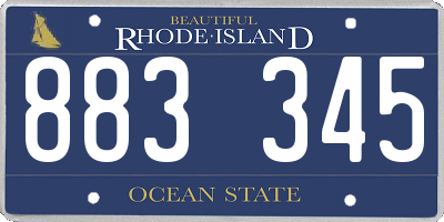 RI license plate 883345