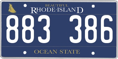 RI license plate 883386