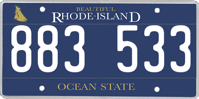 RI license plate 883533