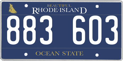 RI license plate 883603