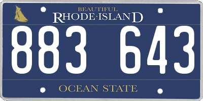 RI license plate 883643