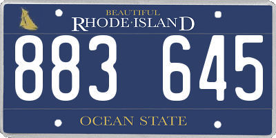 RI license plate 883645