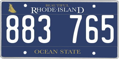 RI license plate 883765