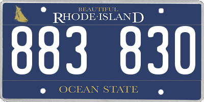 RI license plate 883830