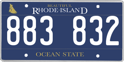 RI license plate 883832