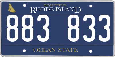 RI license plate 883833