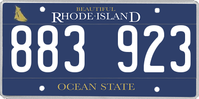 RI license plate 883923
