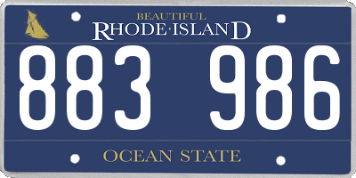 RI license plate 883986
