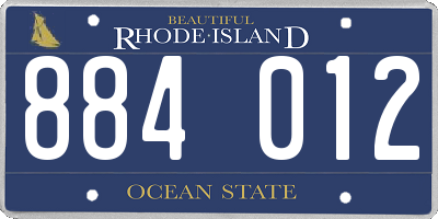 RI license plate 884012