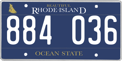 RI license plate 884036