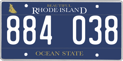 RI license plate 884038