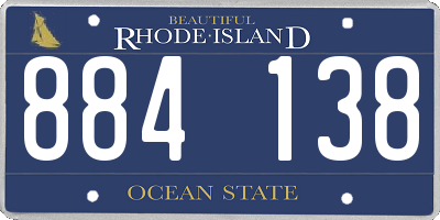 RI license plate 884138