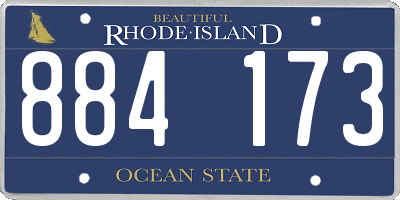 RI license plate 884173