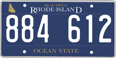 RI license plate 884612