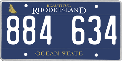 RI license plate 884634