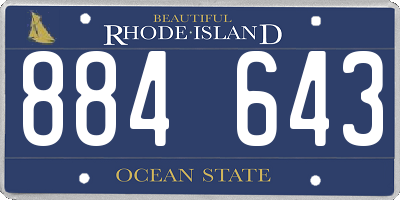 RI license plate 884643