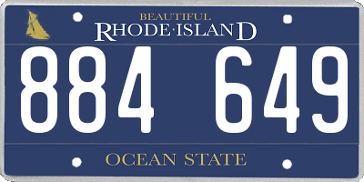 RI license plate 884649