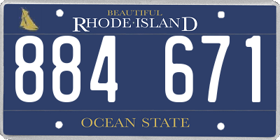 RI license plate 884671