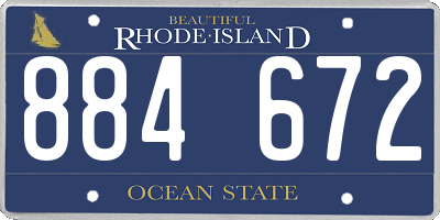 RI license plate 884672