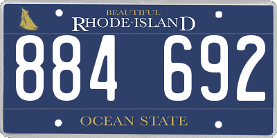 RI license plate 884692