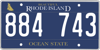 RI license plate 884743