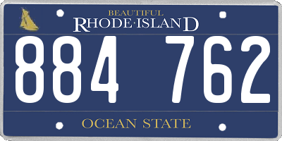 RI license plate 884762