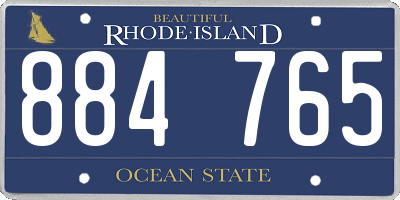 RI license plate 884765
