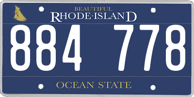 RI license plate 884778