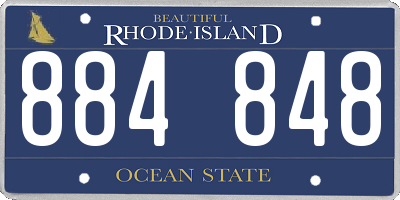 RI license plate 884848