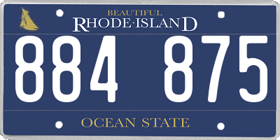 RI license plate 884875