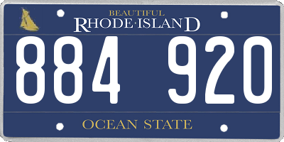 RI license plate 884920