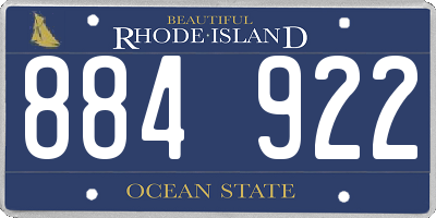 RI license plate 884922