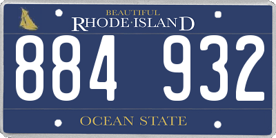 RI license plate 884932
