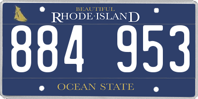 RI license plate 884953