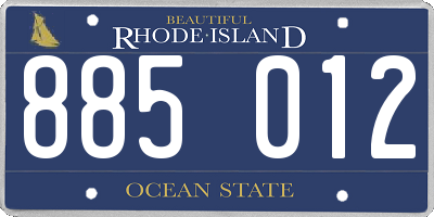RI license plate 885012