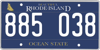 RI license plate 885038