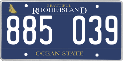 RI license plate 885039